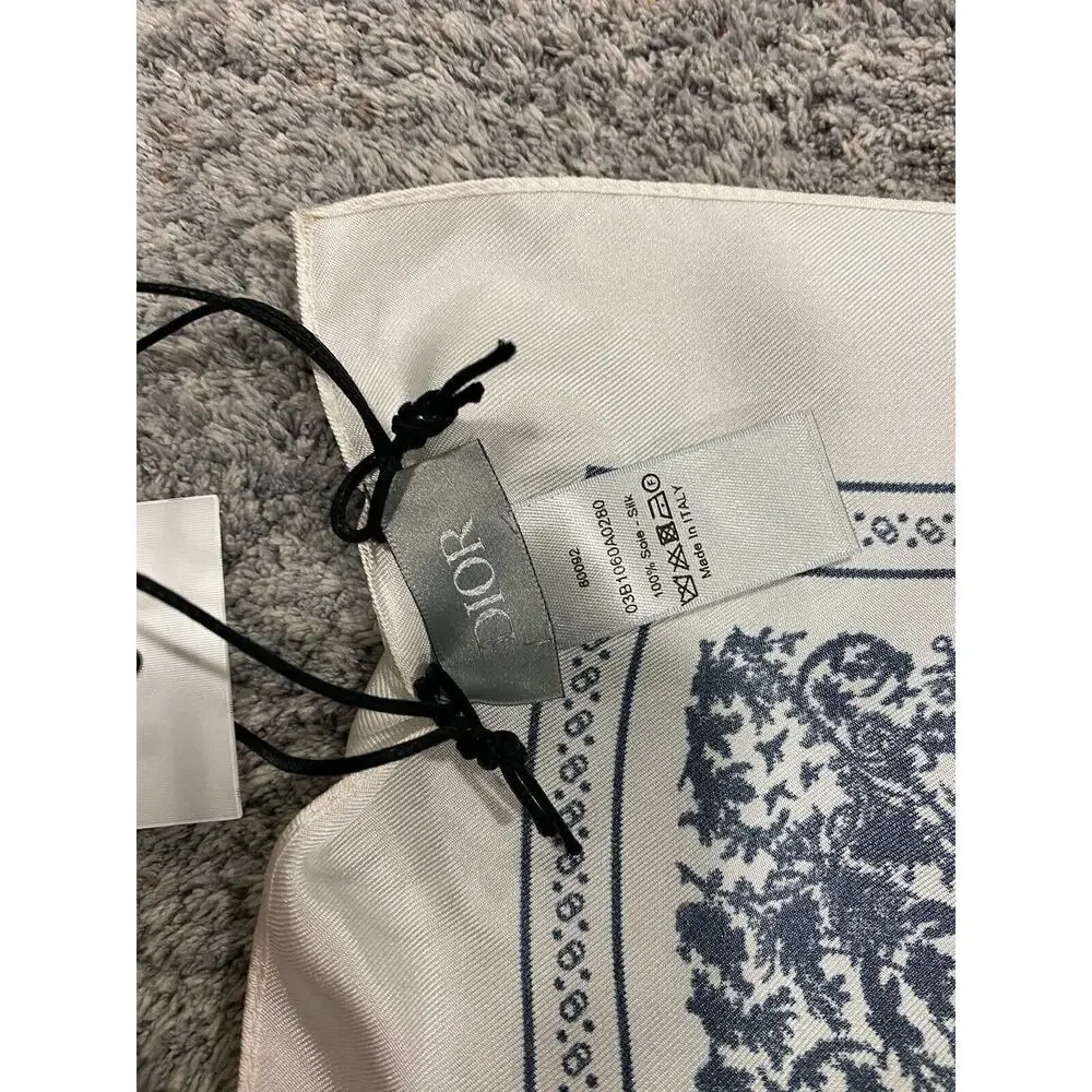 Air Dior Jordaan Wing Basketball White Navy Blue Silk Bandana Scarf Wrap 22 x 23